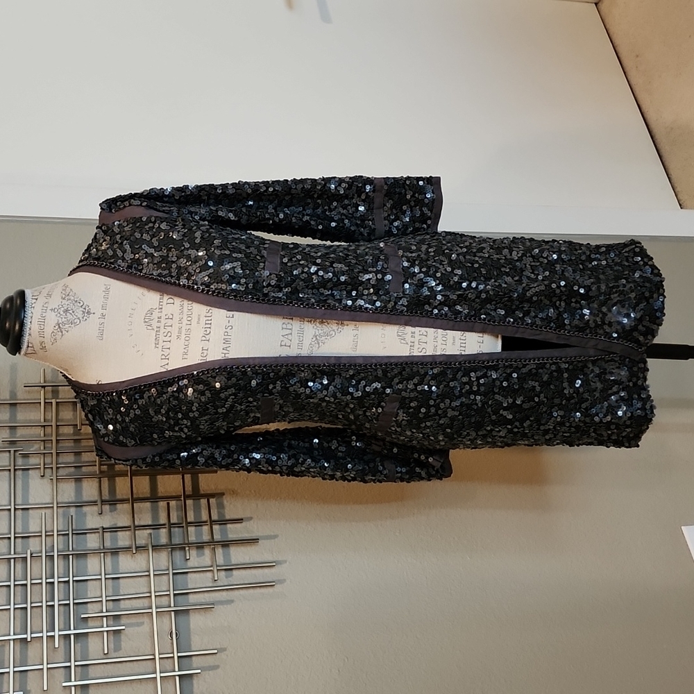 NWT Rachel Zoe Sequin Duster Gunmetal Medium